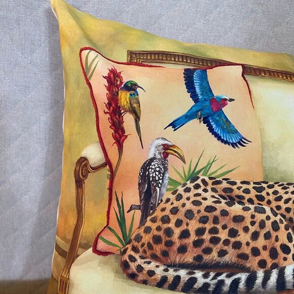 Cheetah and Birds Decorative Pillow - Picture 3 of 4